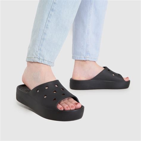 Womens Black Crocs Classic Platform Slide Sandals Schuh