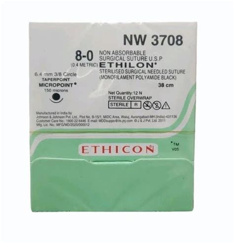 Nylon 6 And Nylon 6 6 Ethicon NW 3708 Non Absorbable Surgical Suture 8