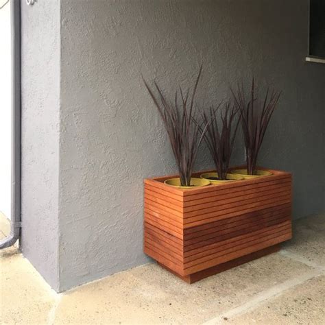 Original Modern Slatted Mahogany Planter Boxes Custom Orders Etsy