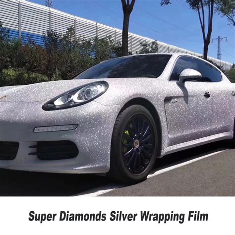 Highest Quality Super Diamonds Silver Vinyl Wrap Bubble Free Solvent B