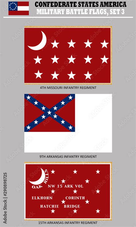 Historic Flag. US Civil War 1860's. Confederate Battle Flags set 3 ...