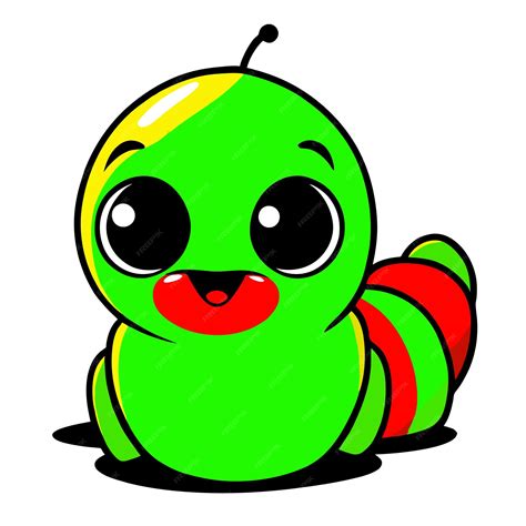 Premium Vector Cute Caterpillar Larva Grub Maggot Hand Drawn Flat