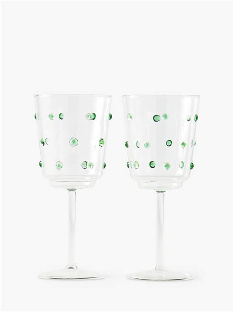 Pols Potten Nob Wine Glass Set Of 2 Green