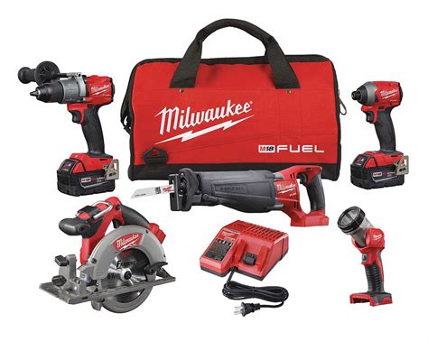 MILWAUKEE M18 FUEL, Cordless Combination Kit, 18V DC Voltage, Number of ...