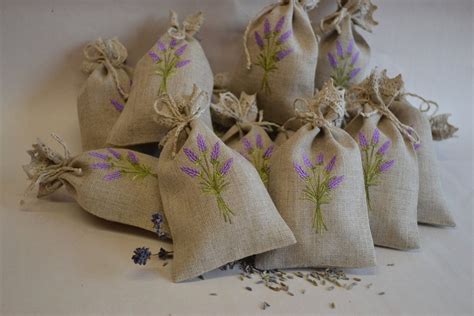 Gray Grey Linen Lavender Bag With Lavender Embroidery T Bag Etsy