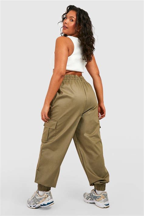 Plus Twill Elasticated Cuff Cargo Pants Boohoo 48 Off