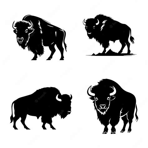 Premium Vector Set Of Bison Silhouette Characters With Vector