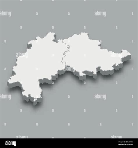 3d Isometric Map Central Region Of Germany Isolated With Shadow Stock