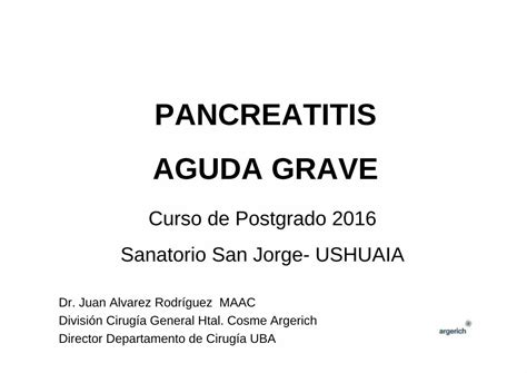 Pdf Pancreatitis Aguda Grave Sanatorio San Jorge Profilaxis