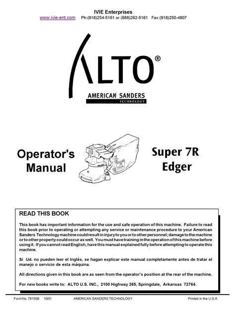 ALTO 07011A OPERATOR'S MANUAL Pdf Download | ManualsLib