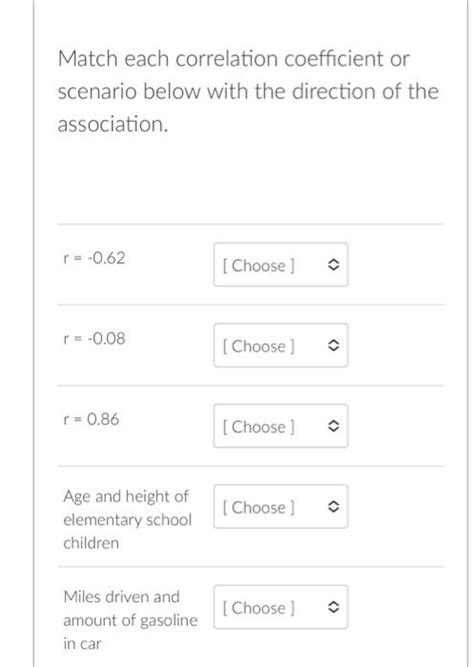 Solved Match each correlation coefficient or scenario below | Chegg.com