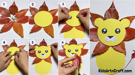 Diy Lion Craft Using Fall Leaves Easy Tutorial For Kids Kids Art And Craft