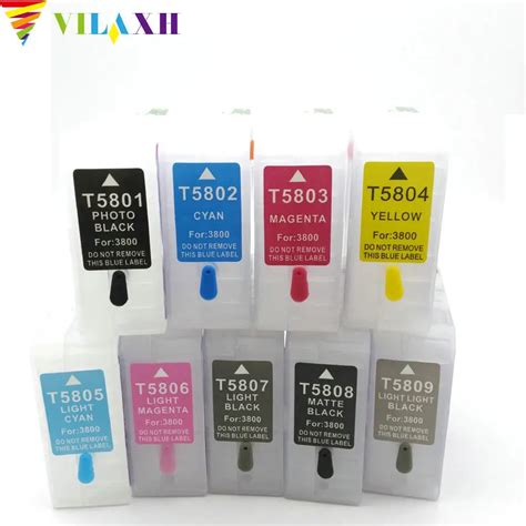 pro 3800 9pcs 9color T5801 T5809 Empty Refillable Ink Cartridge For ...