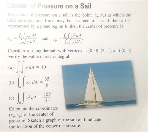 Solved Center of Pressure on a Sail The center of pressure | Chegg.com