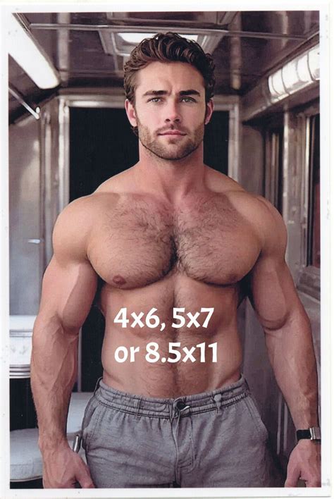 Shirtless Hairy Chest Male Beefcake Bodybuilder Gay Photo Photograph Reprint