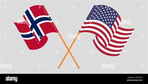 Crossed And Waving Flags Of Norway And The Usa Vector Illustration Stock Vector Image And Art Alamy