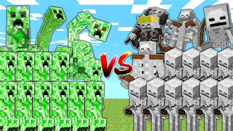 CREEPER ARMY Vs SKELETON ARMY In Mob Battle YouTube