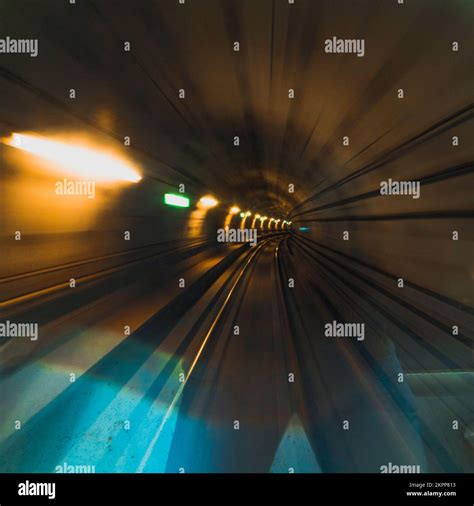 Metro Tunnel View From The Train Stock Photo Alamy