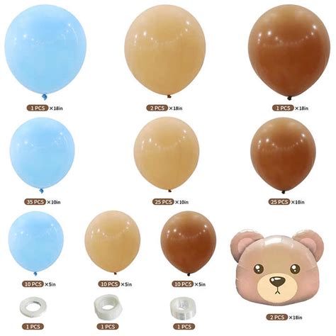 Diy Teddy Bear Baby Shower Balloons Blue Brown Nude Coffee Globos Cafes Tan Balloon Arch Kit