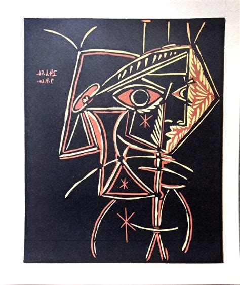 Pablo Picasso Female Head Original Linocut 1962 For Sale At Pamono