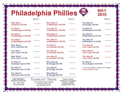 Philadelphia Phillies 2023 Printable Schedule