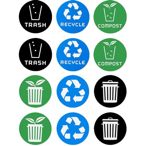 Ping 12Pcs Recycle Sticker Trash Bin Label Garbage Sorting Stickers ...