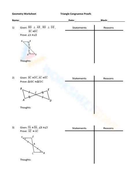 Free Printable Triangle Congruence Proofs Worksheets Worksheets Library