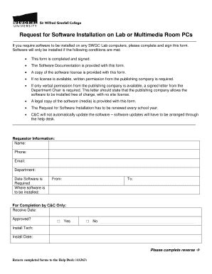 Fillable Online Old Grenfell Mun SWGC Request For Software Installation