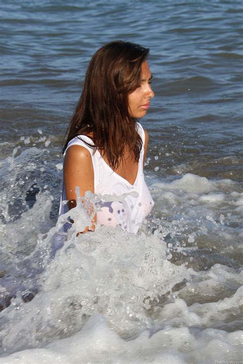 Exotic Naturally Busty Teen Model Madlen Strips Naked Poses In The Sea CoedCherry