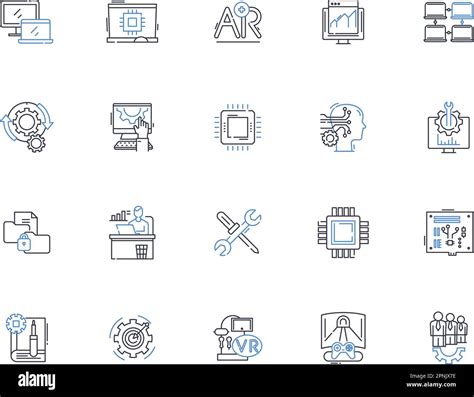 Computational Program Line Icons Collection Algorithm Code Function