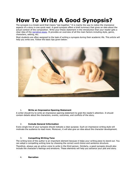 How To Write A Good Synopsis By Adamclarke13 Issuu