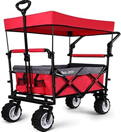 Beau Jardin Folding Push Wagon Cart With Canopy Beach Wagon Wagon