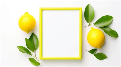 Premium Photo Yellow Frame On Lime Minimalist Lemon Frame Mockup