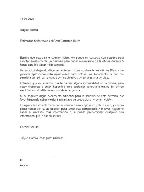 Solicitud Permiso | PDF 