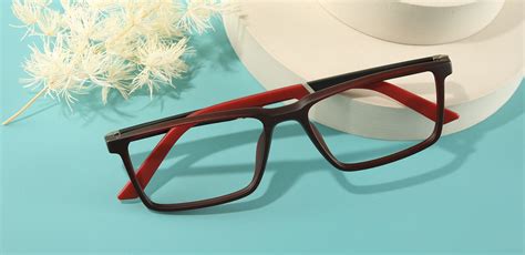 Hawk Rectangle Prescription Glasses - Red | Men's Eyeglasses | Payne ...