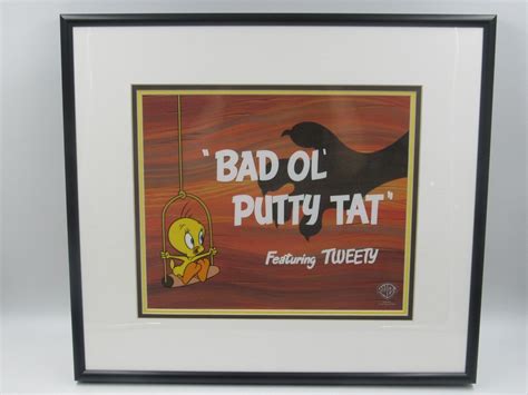 Warner Bros Looney Tunes Bad Ol Putty Tat Tweety Title Card Framed Sericel 4584794895