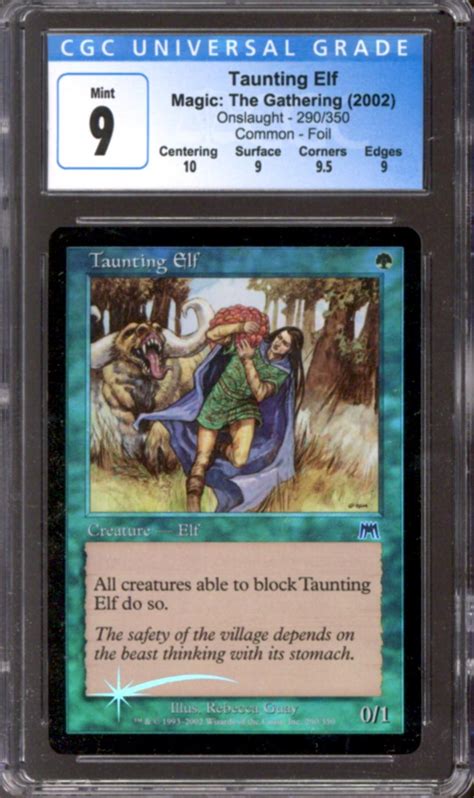 Magic The Gathering Onslaught FOIL Taunting Elf 290 350 CGC 9 NEAR MINT