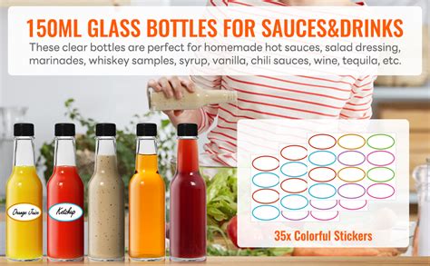 Amazon AuroTrends Hot Sauce Bottles Oz Pack Empty Wine Bottles With Caps Shrink
