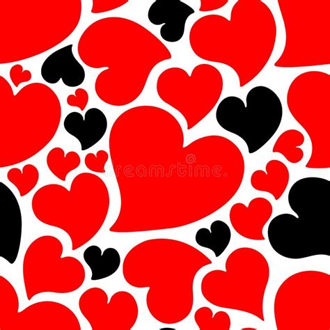 Black And Red Hearts Seamless Pattern Of Love Symbols Valentine S Day