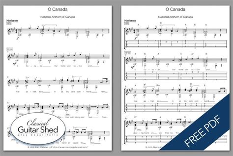 Free Guitar Sheet Music National Anthem O Canada