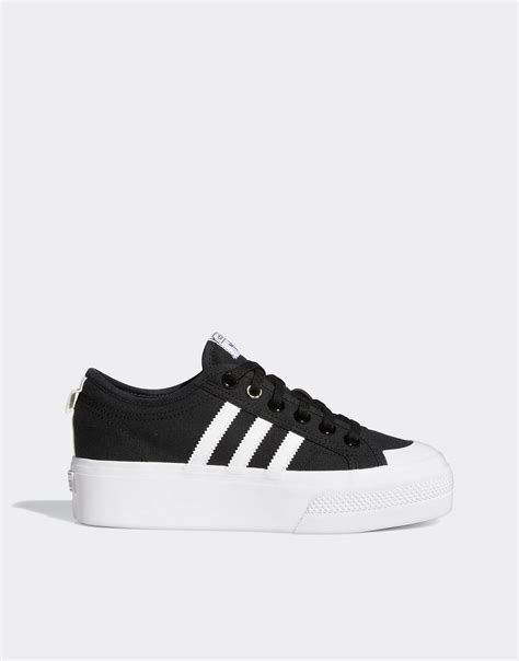 adidas Originals Nizza Platform sneakers in black and white | ASOS ...