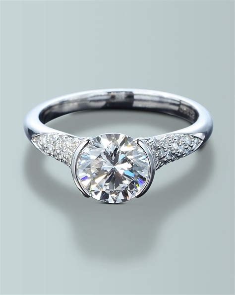 Half Bezel Diamond Engagement Ring Turgeon Raine Bezel Diamond