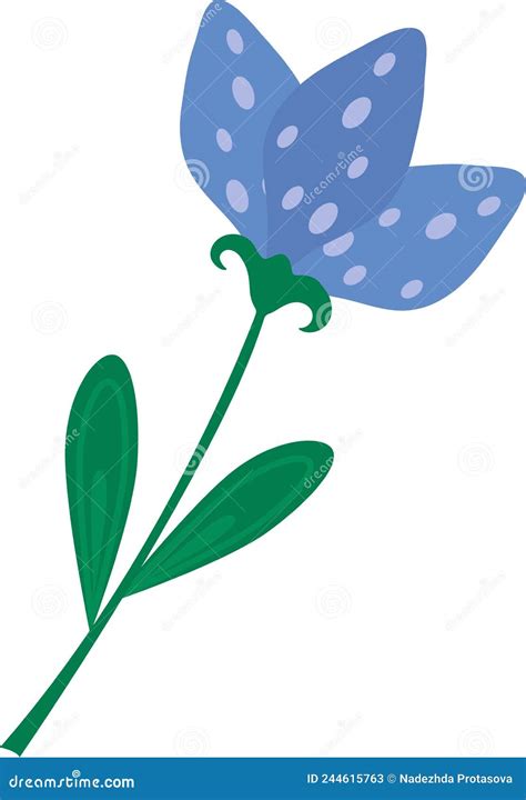 Vector Blue Flower In Cartoon Style Stock Vector Illustration Of