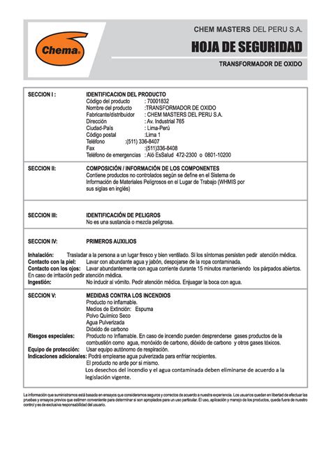 Transformador De Oxido Msds Ingeniera Civil Studocu