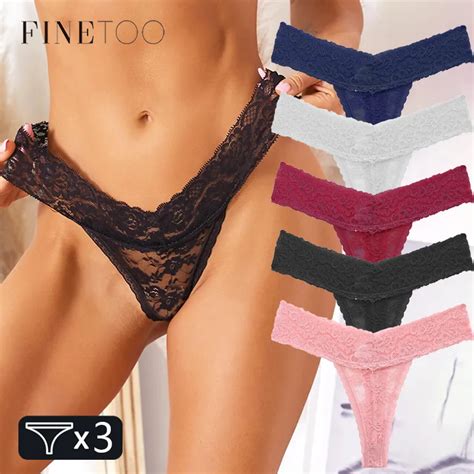 Finetoo Tanga Sexy De Encaje Para Mujer Ropa Interior Floral Bragas Sin