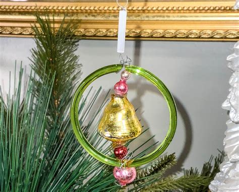 Vintage Czech Mercury Glass Bell Christmas Ornament Vintage Gold Bell