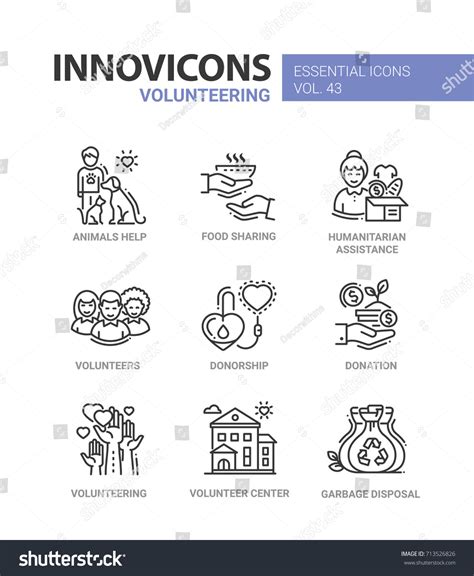 Volunteering Modern Vector Line Design Icons Stock Vector (Royalty Free ...