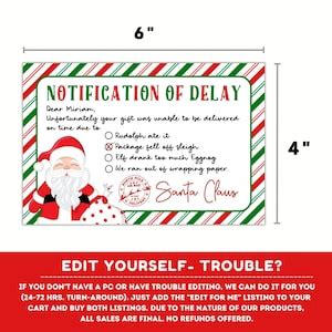 Editable Notification Of Delay Label Christmas Gift Delay Notification