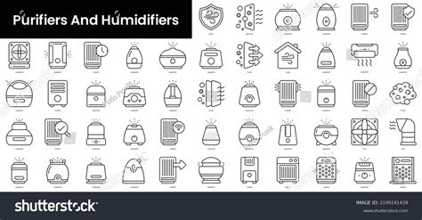 Set Of Outline Purifiers And Humidifiers Icons Minimalist Thin Linear