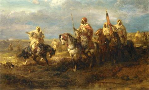 Oil Painting Adolf Christian Schreyer The Messenger Arab People